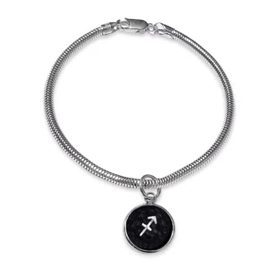 N'damus London Women's Black Sagittarius Zodiac Astrolab Leather & Sterling Silver Bracelet