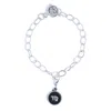 N'damus London Women's Black / Silver Virgo Zodiac Sterling Silver & Leather Curb Bracelet