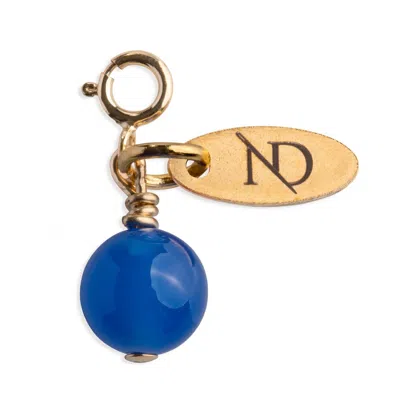 N'damus London Women's Blue / Gold Blue Agate Gemstone & Gold Charm