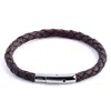 N'damus London Women's Brown Leather Plaited Bracelet With Silver Clasp In Brown