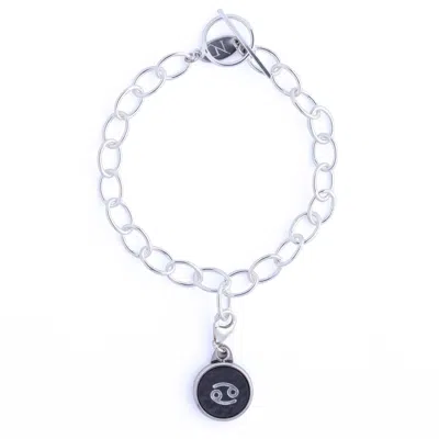 N'damus London Women's Cancerian Zodiac Sterling Silver & Leather Curb Bracelet