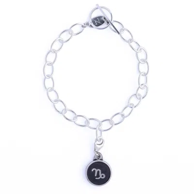 N'damus London Women's Capricorn Zodiac Sterling Silver & Leather Curb Bracelet