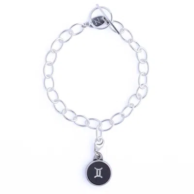 N'damus London Women's Gemini Zodiac Sterling Silver & Leather Curb Bracelet