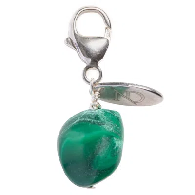 N'damus London Women's Green / Silver Malachite Gemstone & Silver Charm