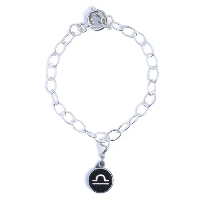 N'damus London Women's Libra Zodiac Sterling Silver & Leather Curb Bracelet