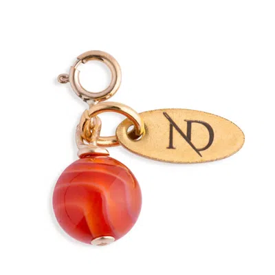 N'damus London Women's Red / Gold Carnelian Gemstone & Gold Charm