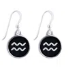 N'damus London Women's Silver / Black Zodiac Aquarius Black Leather & Silver Earrings