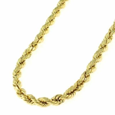 Pre-owned Ndg Real 10k Yellow Gold Italian 3mm Mens Womens Diamond Cut Rope Chain Necklace
