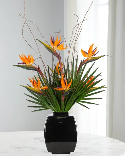 Ndi Bird Of Paradise 41" Faux Floral Arrangement In Ceramic Vase