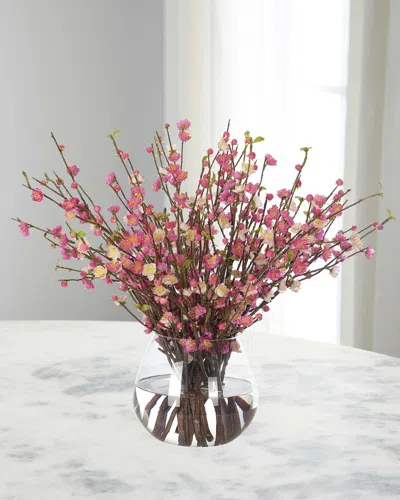 Ndi Cherry Blossoms 30" Faux Floral Arrangement In A Glass Vase