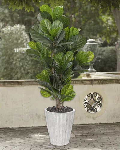 Ndi Faux Fiddleleaf Plant In Textured Planter, 32"t In Green