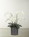 Ndi Faux Orchid Phalaenopsis Arrangement In Crock Planter In White