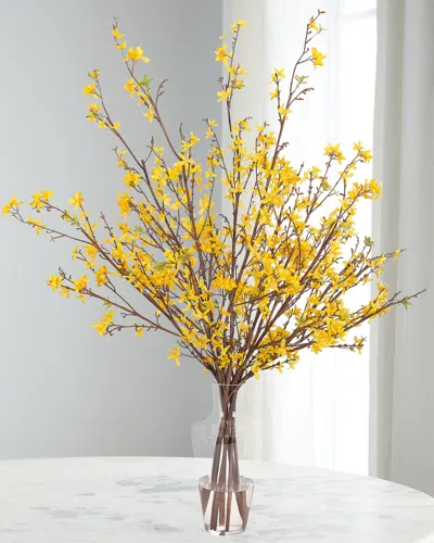 Ndi Forsythia 53" Faux Floral Arrangement In Glass Vase In Yellow