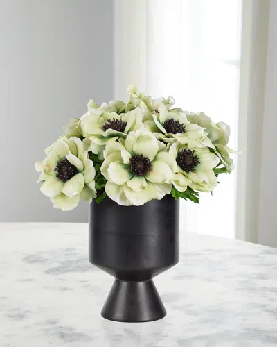 Ndi Green Anemones 12" Faux Floral Arrangement In Ceramic Vase