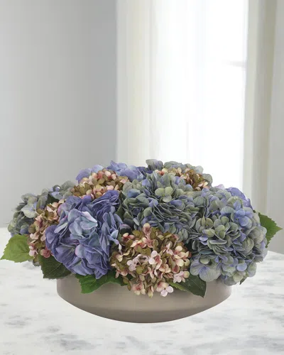 Ndi Hydrangeas 19" Faux Floral Arrangement In A Concrete Bowl