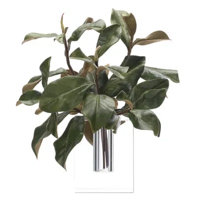 Ndi Magnolia Foliage, Green, Glass Block, 16wx16dx18h
