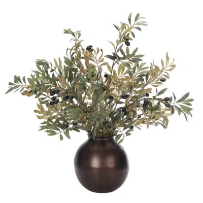 Ndi Olive Branch, Metal Jar, 29wx25dx30h In Green