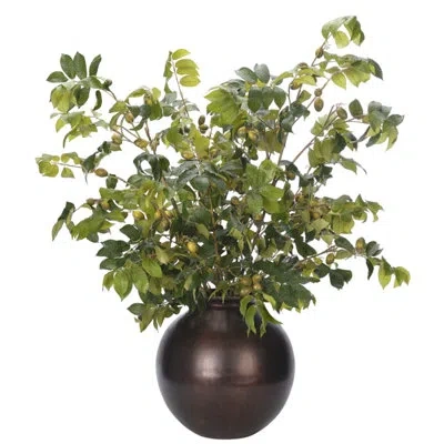 Ndi Olive Branch, Metal Jar, 38wx28dx41h In Green