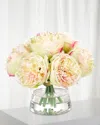 Ndi Peony Faux-floral Arrangement In Glass Pyramid, 9wx9dx8h In Pink