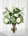 NDI PEONY HYDRANGEA FAUX-FLORAL ARRANGEMENT IN GLASS URN, 32WX30DX38H