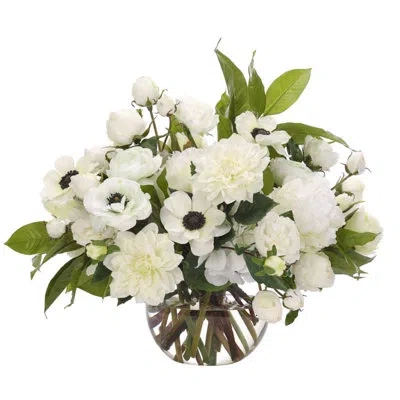 Ndi Peony Rose, White, Glass Bubble, 24wx21dx20h In Multi