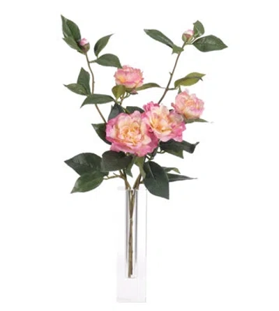 Ndi Real-touch Camellia, Pink, Drop In, Glass Vase, 14wx12dx21h