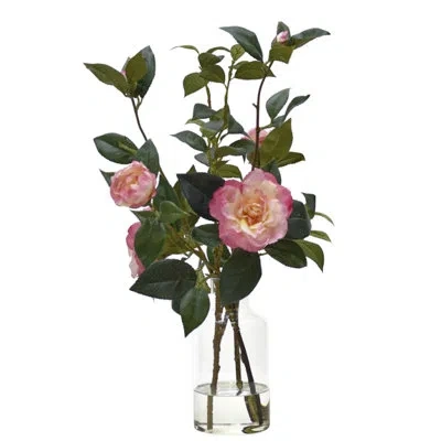 Ndi Real-touch Camellia, Pink, Glass Bottle, 11wx12dx21h