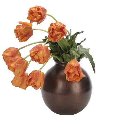 Ndi Real-touch Tulip, Orange, Metal Jar, 18wx21dx20h