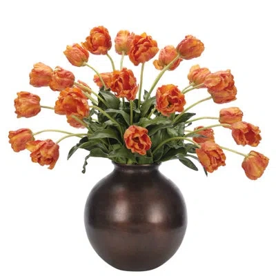 Ndi Real-touch Tulip, Orange, Metal Jar, 32wx32dx31h