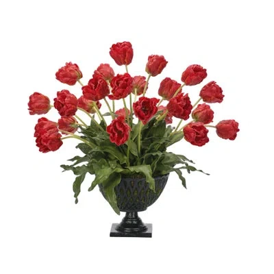 Ndi Real-touch Tulip, Red, Lattice Urn, 31wx31dx28h