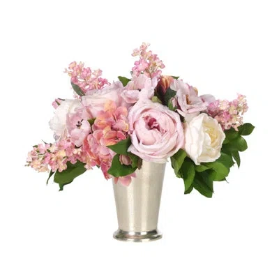 Ndi Rose Hydrangea, Pink, Aluminum Cup, 15wx12dx14h