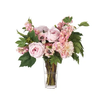 Ndi Rose Lilac, Cream Pink, Glass Vase, 20wx20dx23h In Multi