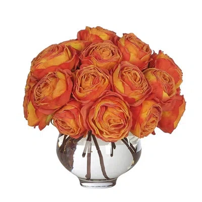 Ndi Rose, Orange, Glass Vase, 8wx8dx9h