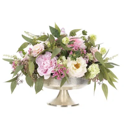 Ndi Rose Peony, Cream Pink, Aluminum Bowl, 24wx24dx17h
