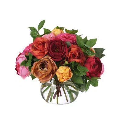 Ndi Rose Peony, Pink Orange, 16wx15dx13h