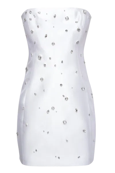 Nds The Label Crystal Strapless Mini Dress In White