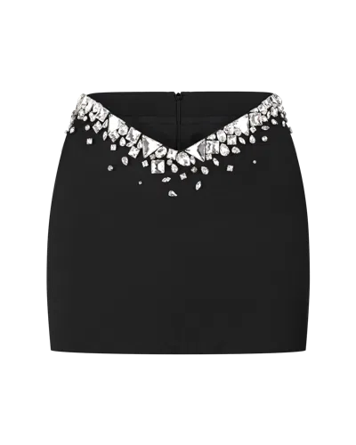 Nds The Label Cutout Crystal-embellished Mini Skirt In Black