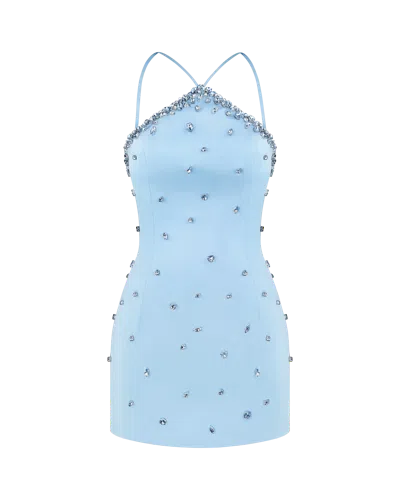Nds The Label Halter Neck Embellished Mini Dress In Blue