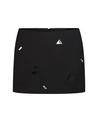 Nds The Label Low Rise Embellished Mini Skirt In Charcoal