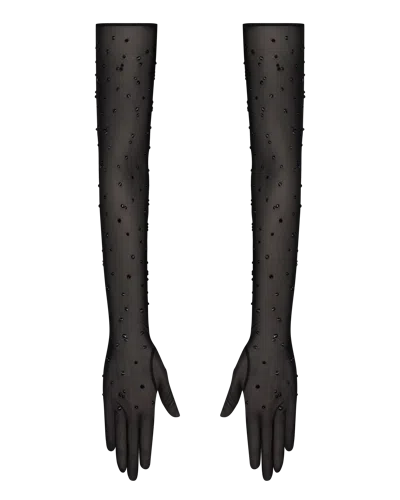Nds The Label Rhinestone-detailed Gloves In Black