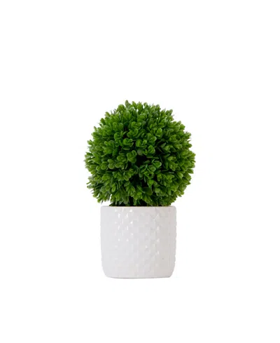 Nearly Natural 10in Artificial Boxwood Topiary Plant With Decorative Planter In Green