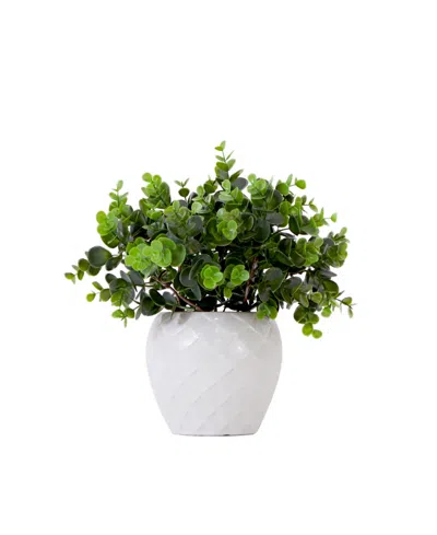 Nearly Natural 11" Artificial Boxwood Plant With Decorative Planter In Green