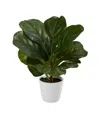 Nearly Natural 11" Fiddle Leaf Artificial Plant In Planter, Real Touch In Green