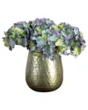 Nearly Natural 11in. Artificial Hydrangea Arrangement In Gold Met