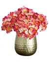 Nearly Natural 11in. Artificial Hydrangea Arrangement In Gold Met