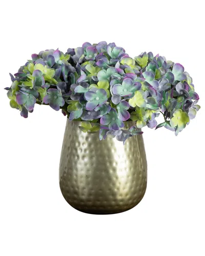 Nearly Natural 11in. Artificial Hydrangea Arrangement In Gold Met