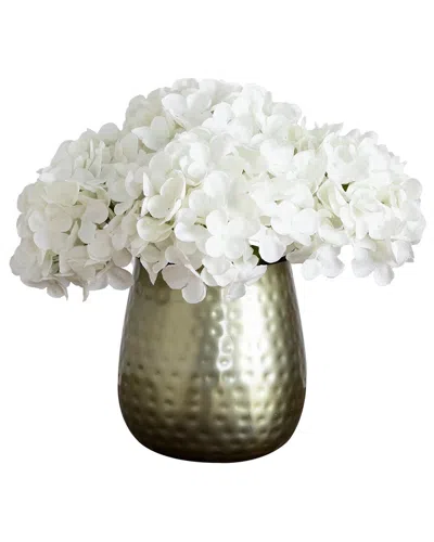 Nearly Natural 11in. Artificial Hydrangea Arrangement In Gold Met