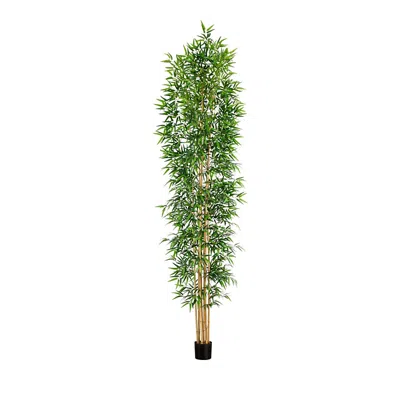 Nearly Natural 12' Artificial Bamboo Tree With Real Bamboo Trunks In Metallic