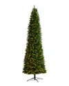 Nearly Natural 12ft Slim Green Mountain Pine Artificial Christmas Tree With Clear Led Lights And Bendable Branches In Green