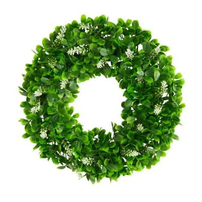 Nearly Natural 13-in Jasmine Artificial Wreath In Green